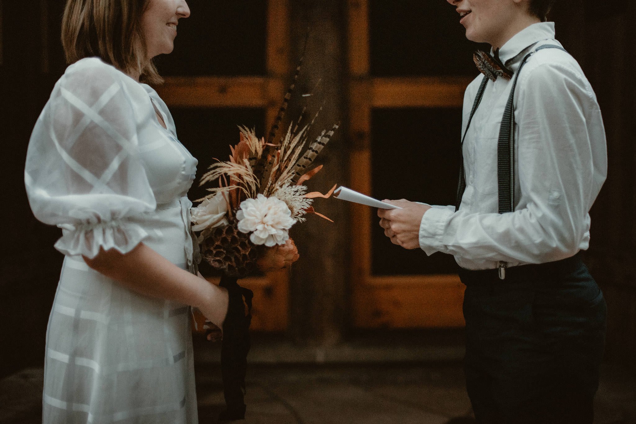 Fall wedding ceremony at Hartwick Pines.