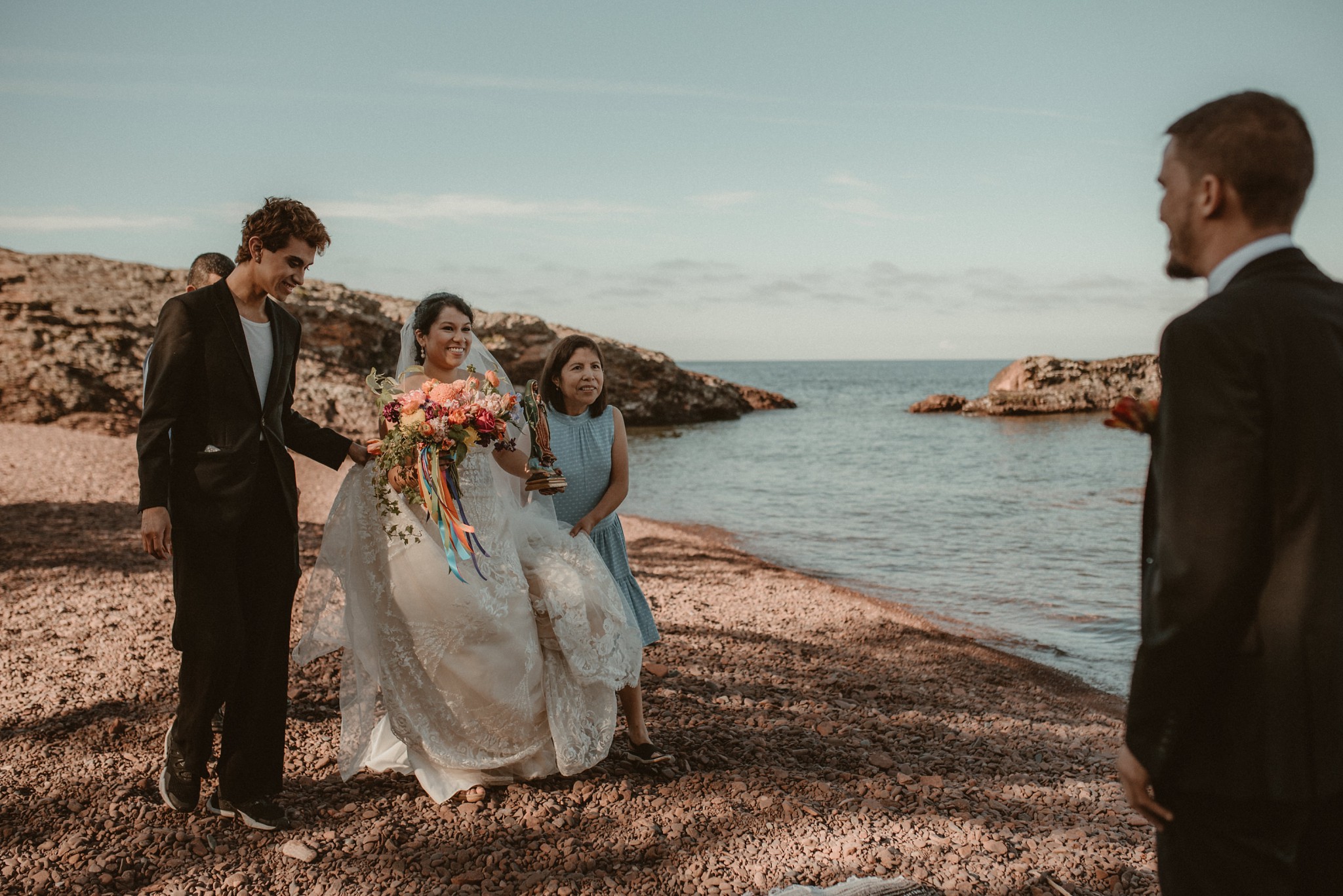 Elopement ceremony at Horseshoe Harbor near Copper Harbor, MI