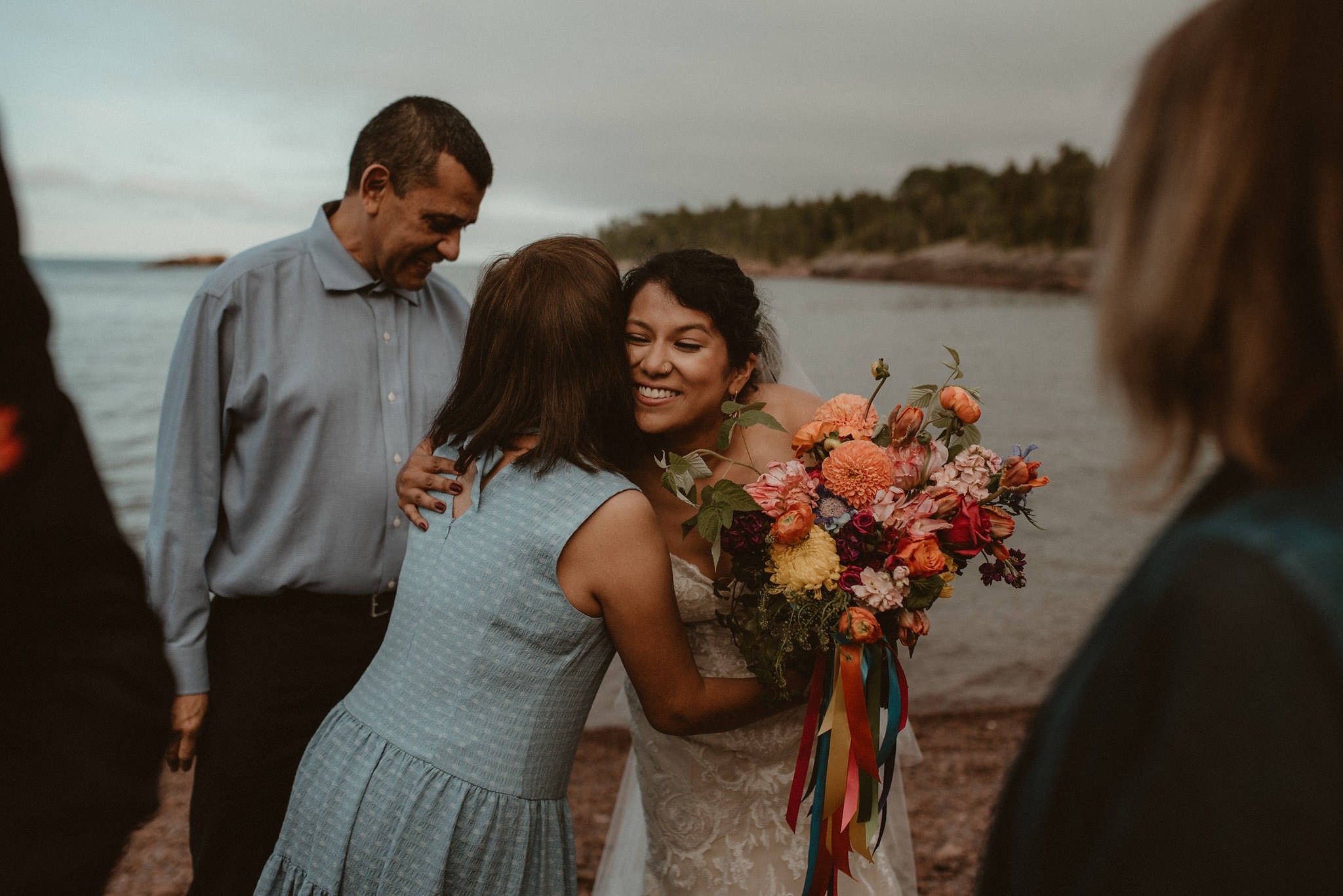 Elopement ceremony at Horseshoe Harbor near Copper Harbor, MI