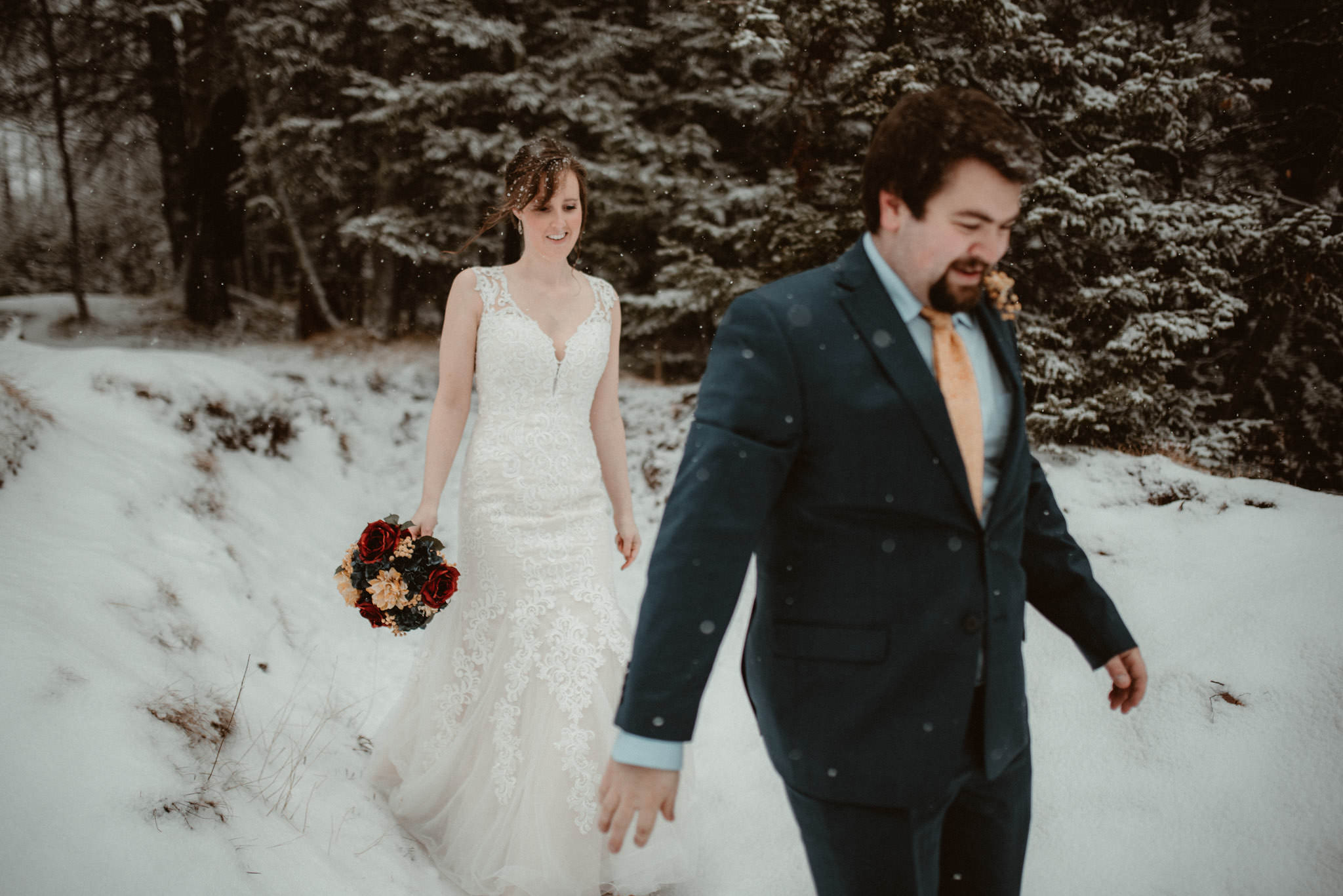 Winter elopement in Marquette, Michigan