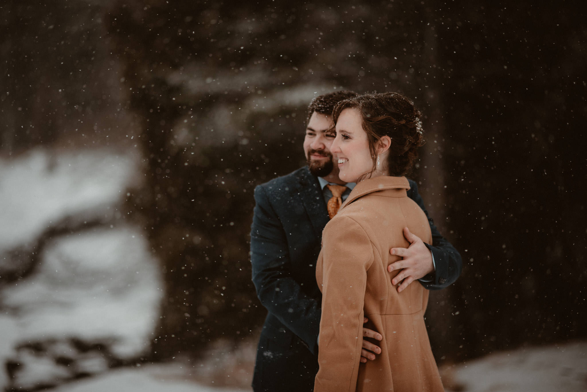 Winter elopement on Presque Isle in Marquette, Michigan