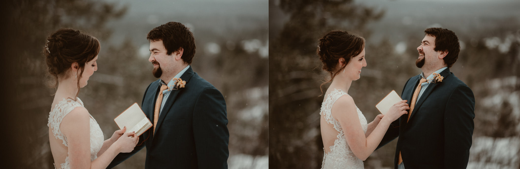 Winter elopement on Sugarloaf Mountain in Marquette, MI