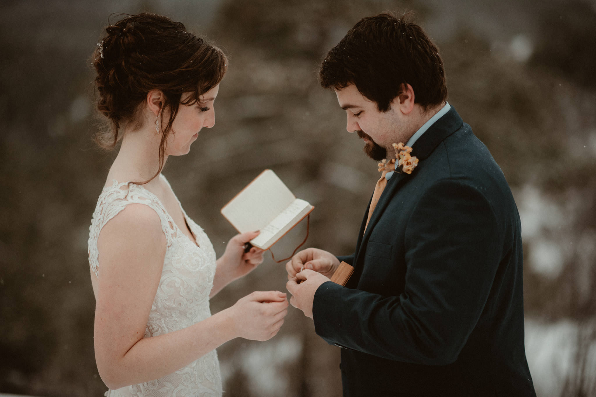 Winter elopement on Sugarloaf Mountain in Marquette, MI