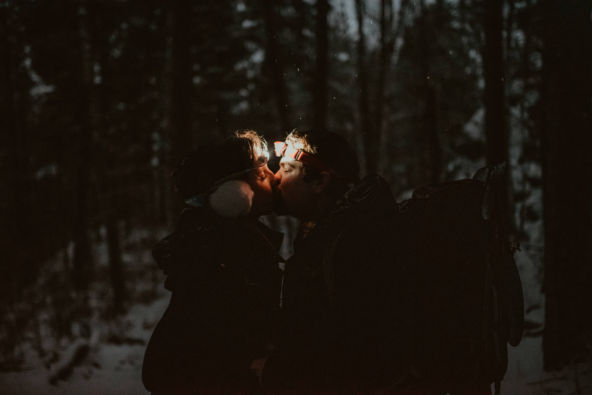 Hiking down Sugarloaf at night with the bride and groom