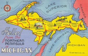 Vintage map of Michigan's Upper Peninsula